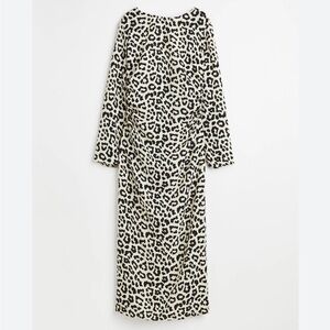H&M | leopard print midi dress open back detail